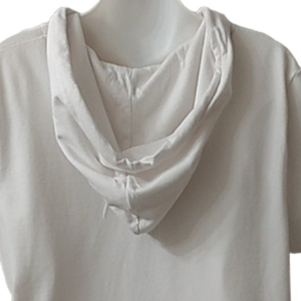 Tommy Hilfiger White with Rainbow Stripe Short Sleeve Hooded T-Shirt Tee Size XL - Picture 7 of 10